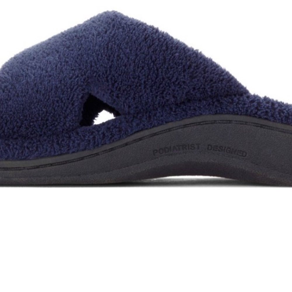 Vionic Relax Navy Terry Cloth Orthaheel Slippers in Size 7. New in Box. - Picture 5 of 7